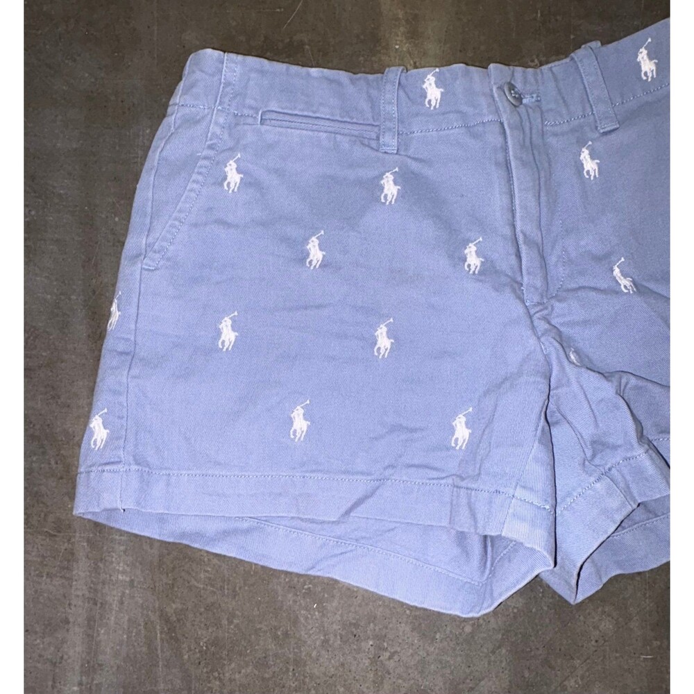 Polo Ralph Lauren Shawna Shorts! Dusty Blue W White Polo Players All Over Size 2 - Picture 2 of 7